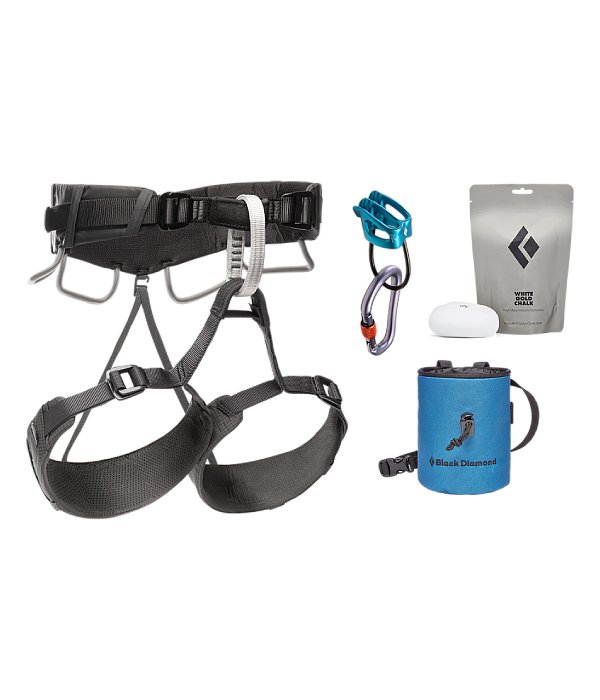 Black Diamond Momentum 4S Harness Package lezecký set, černá/bílá, modrý Mg pytlík, L/XL
